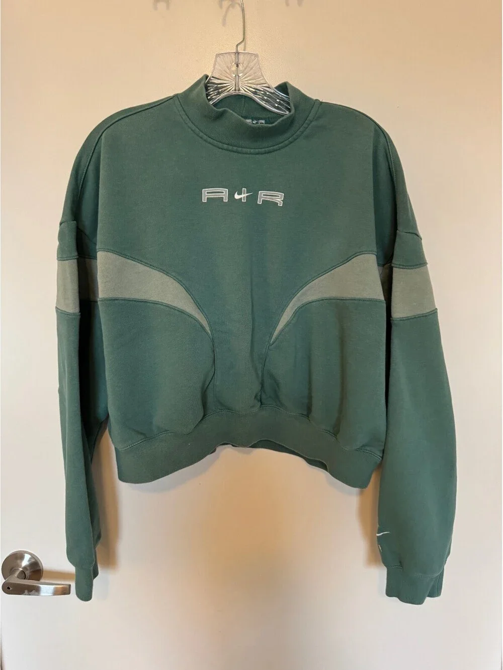 Vintage Nike Air Green Crewneck Mockneck Slight Cropped Sweatshirt Size L